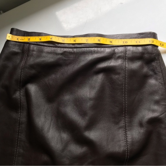 PAMELA McCoy Women's 100% Leather Brown Slit Pencil Tailored Skirt Size XS - Picture 8 of 15